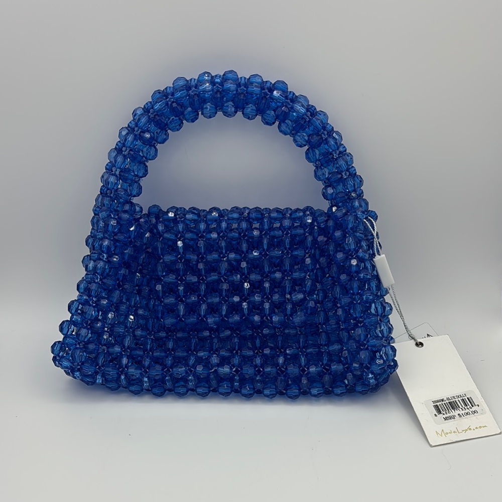 Moda Luxe Blue Beaded clutch/Handbag